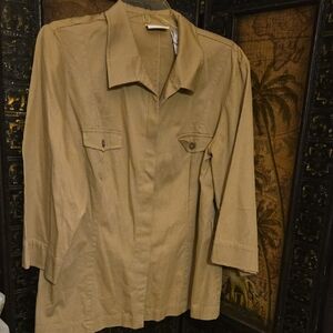 Liz Claiborne Beige Button-Up Shacket